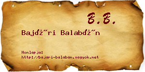 Bajári Balabán névjegykártya
